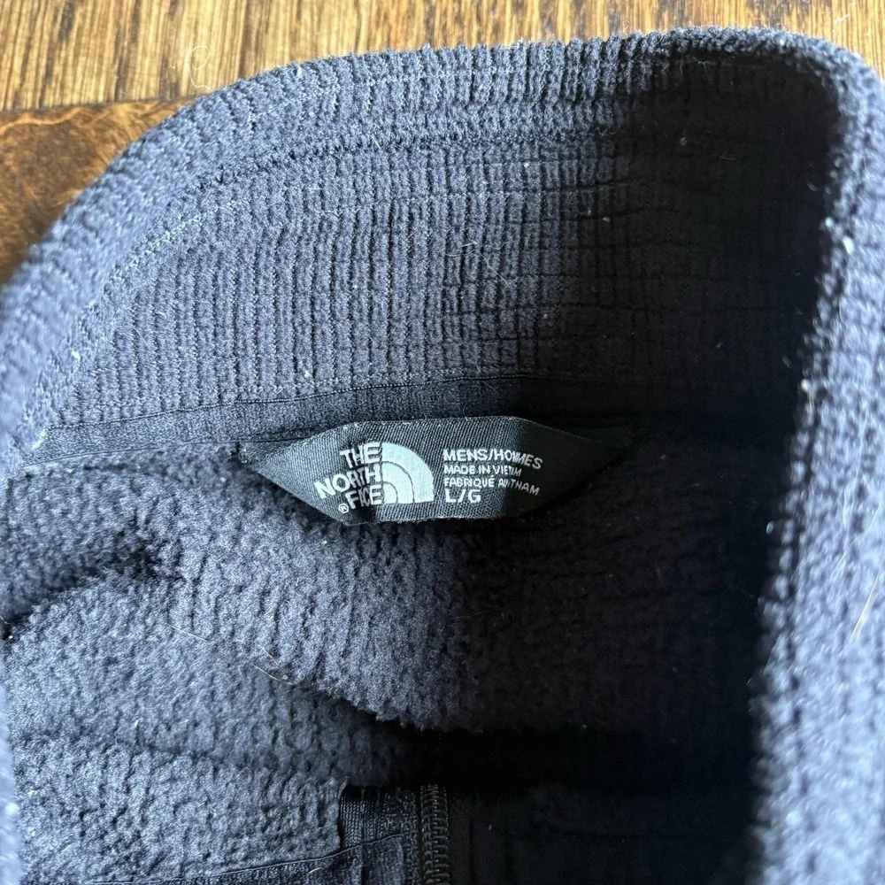 The North Face Grid Fleece 1/4 Zip Pullover Mens Large Black Waffle Knit Jacket